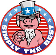 Pig with a hat and beard pointing. Simply the Best
